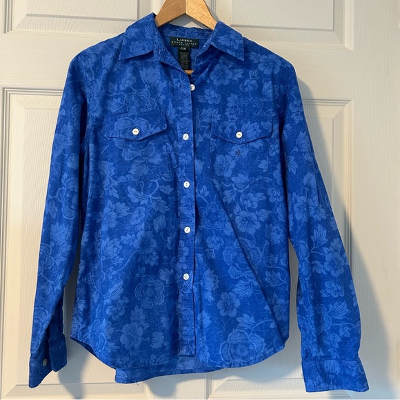 Ralph Lauren Blue button up long sleeve shirt. Size Petite Medium. 100% cotton. - Picture 2 of 5